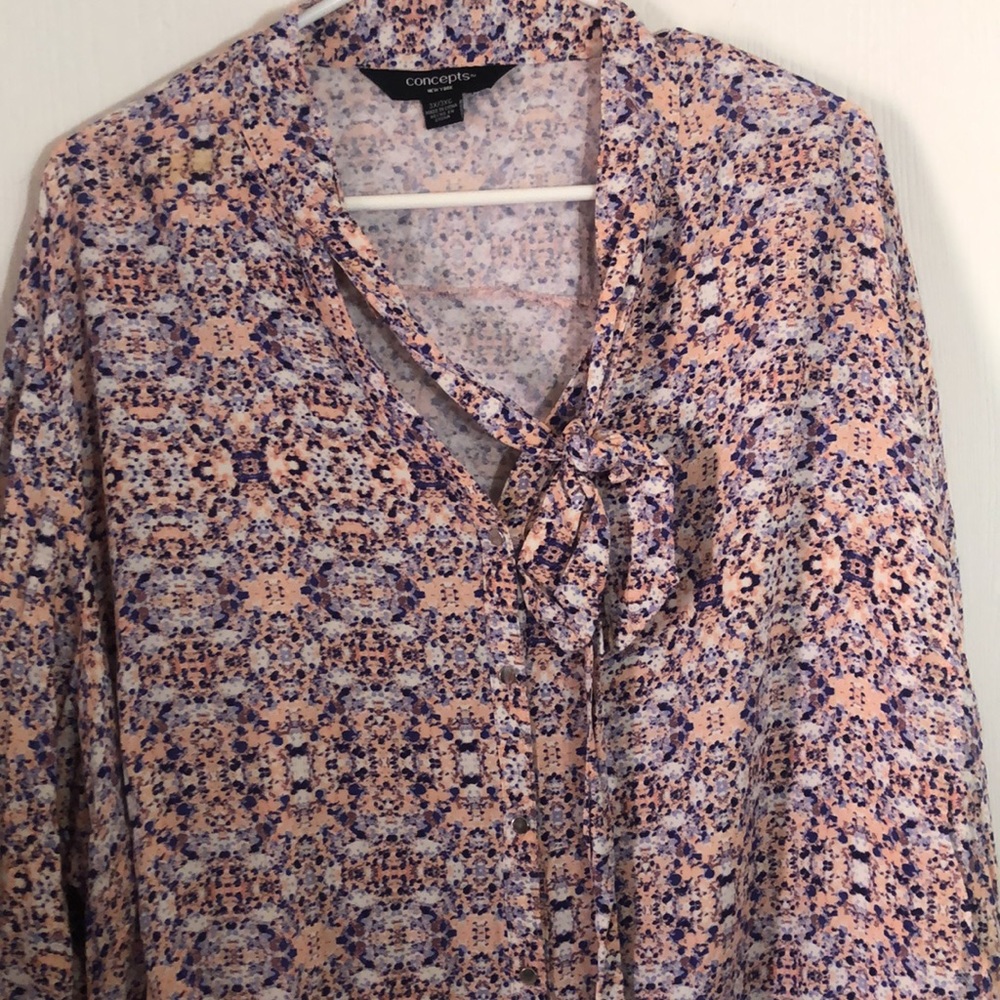 Plus Size Patterned fall  rayon floral Women's Top